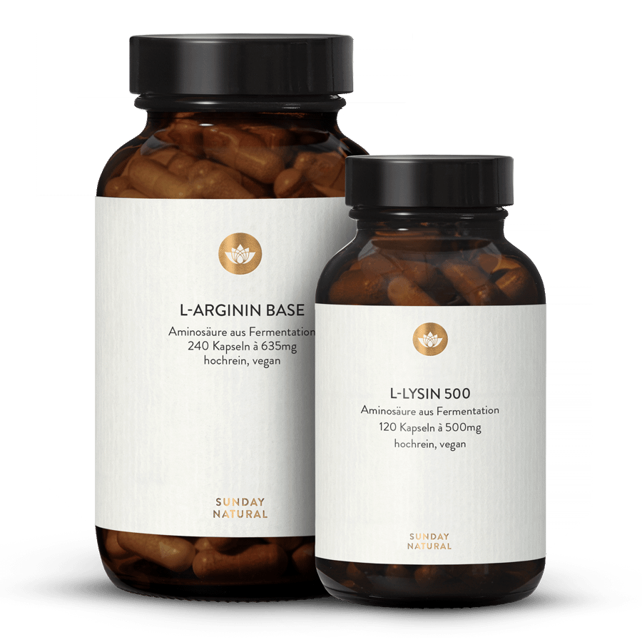 Lysin + Arginin Set Aus Fermentation, Vegan 120/240 Kps.