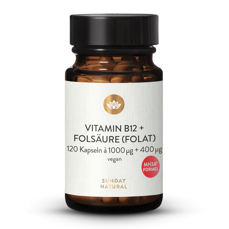 Vitamin B12 MH3A® 1000µg + Folic Acid 400µg 120 capsules