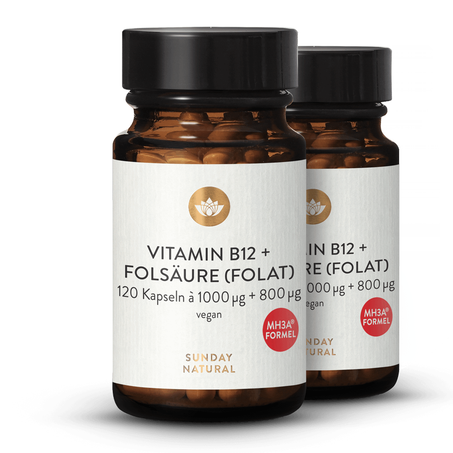 Vitamine B12 Mh3a® + Quatrefolic® 1 000 µg + 800 µg 2 x 120 gélules