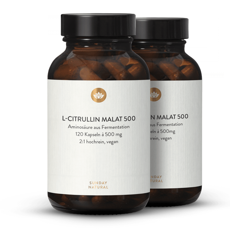 L-Citrullin Malat 500 Kapseln Aus Fermentation, Vegan 2x120 Kapseln