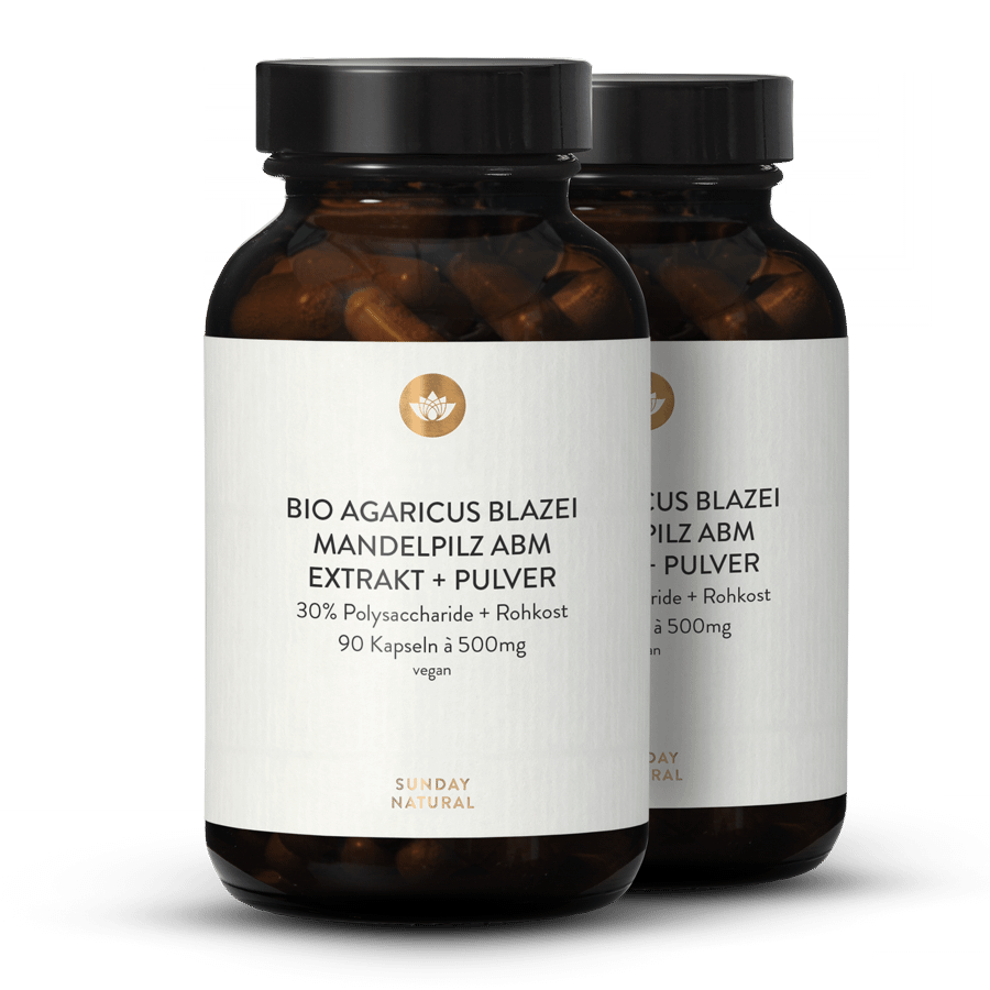 Organic Agaricus Blazei Powder + Extract Capsules 2x90 capsules