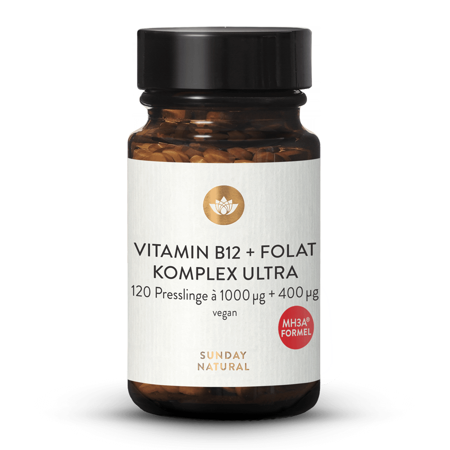 Vitamin B12 MH3A® + Folsäure (Folat) 1000µg + 400µg Presslinge 120 Tabletten