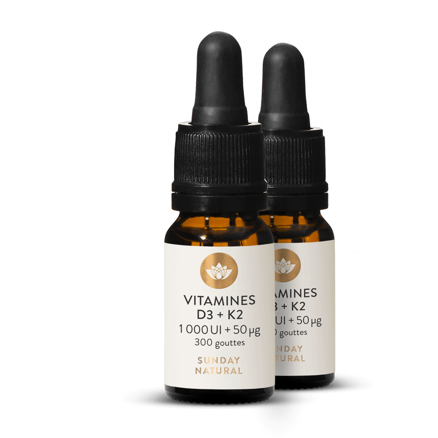 Vitamines D3 + K2 MK7 1 000 UI + 50 µg - 300 Gouttes 2 x 10 ml