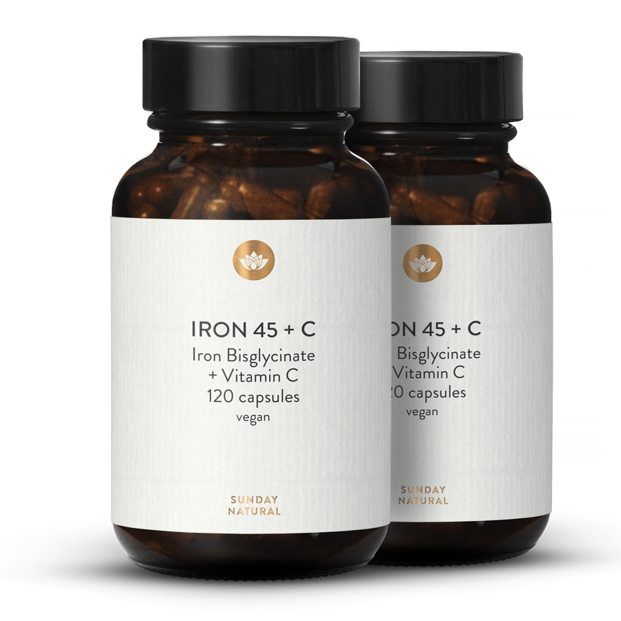 Quelato de hierro 45 mg bisglicinato + vitamina C 2x120 cápsulas