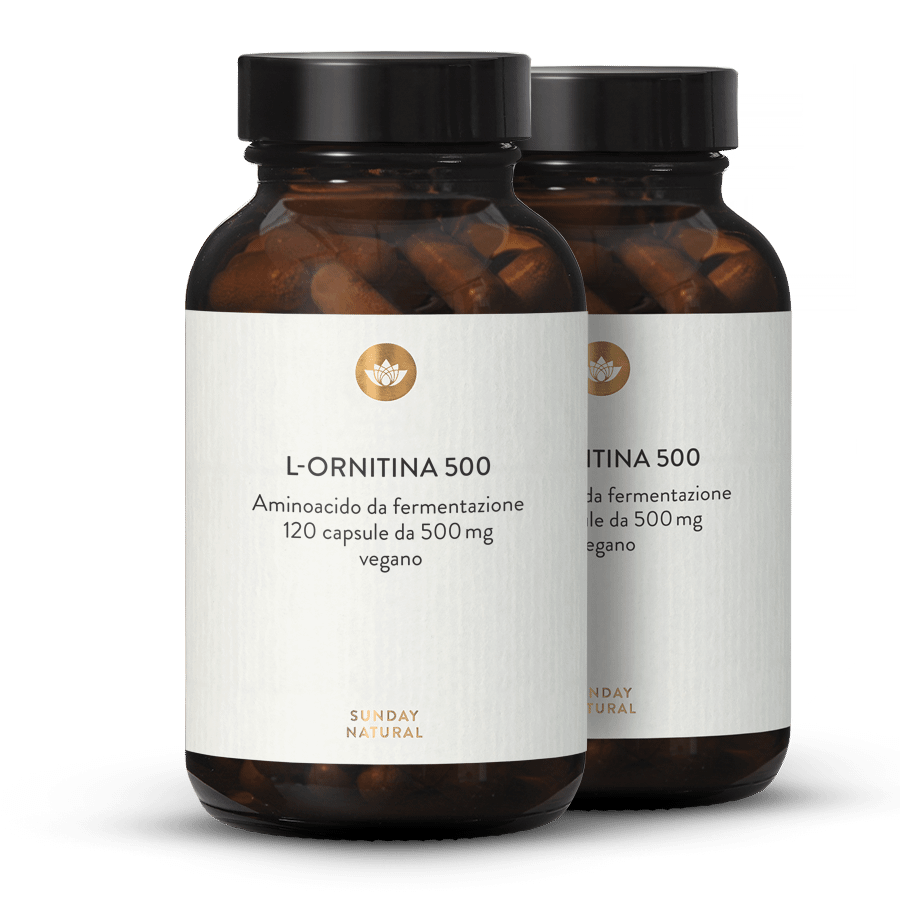L-ornitina 500 in capsule da fermentazione, vegana 2 x 120 capsule