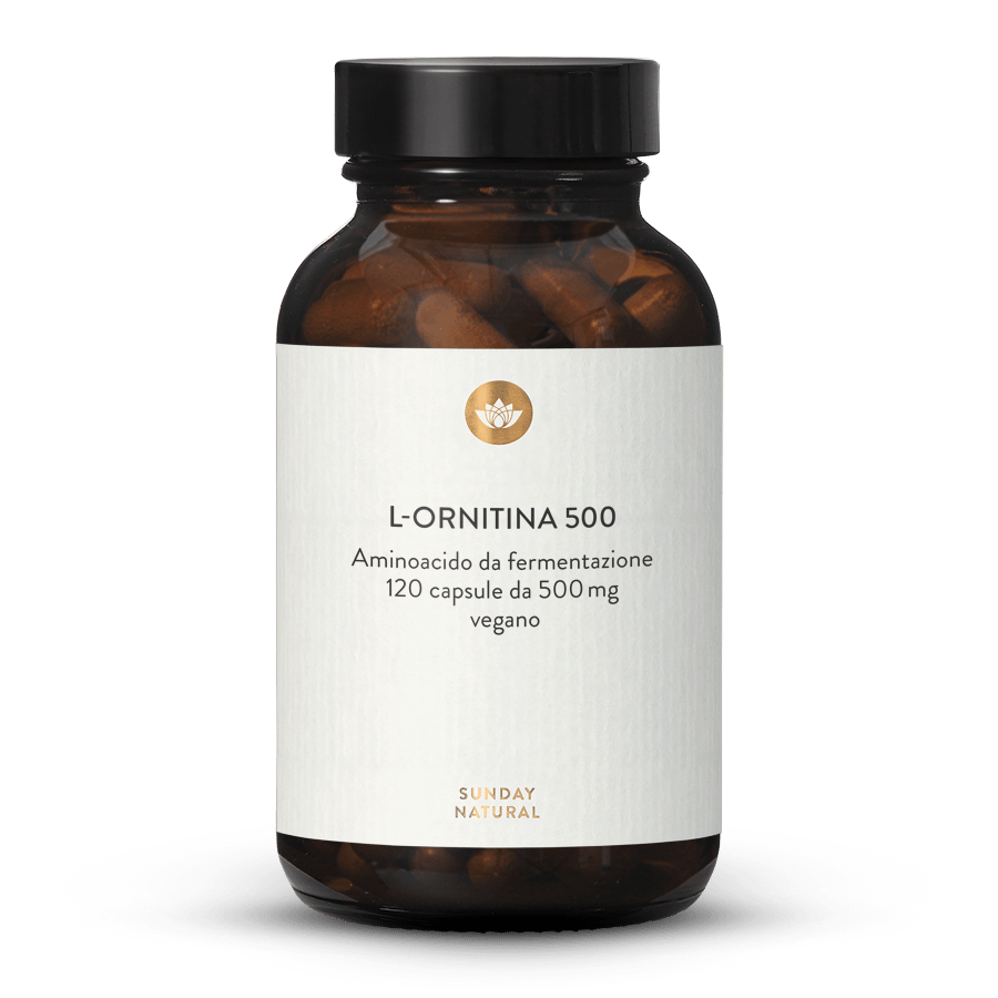 L-ornitina 500 in capsule da fermentazione, vegana 120 capsule