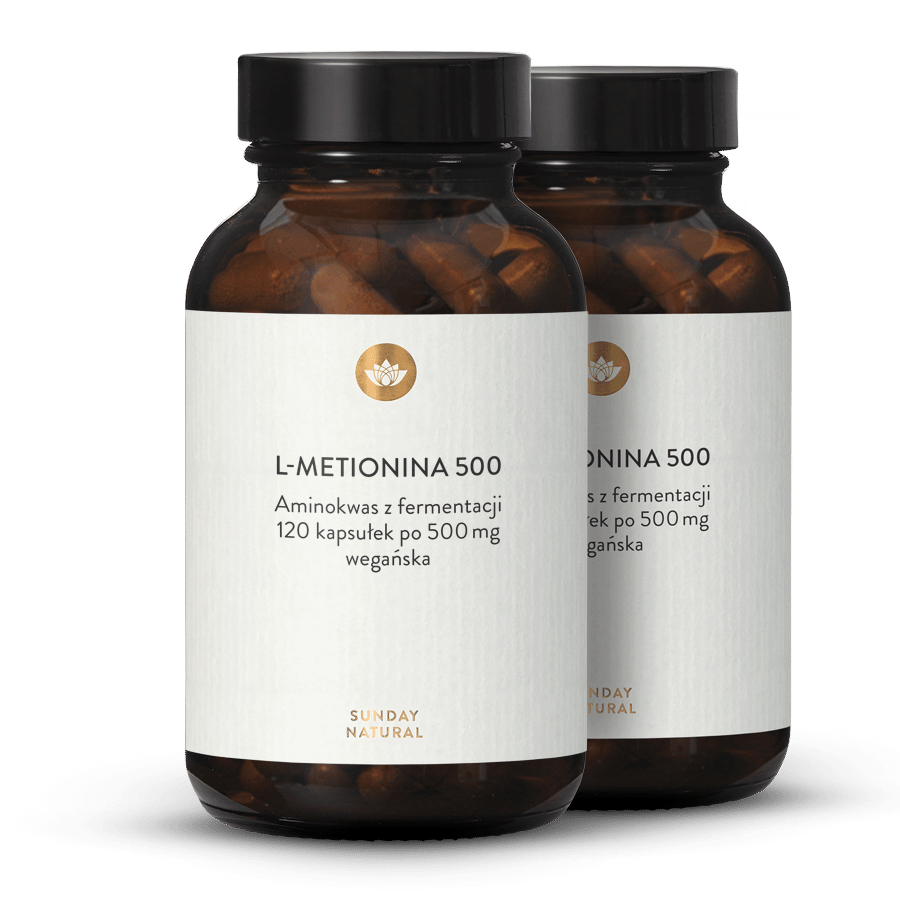 L-metionina 500 kapsułki z fermentacji, wegańskie 2x120 kapsułek