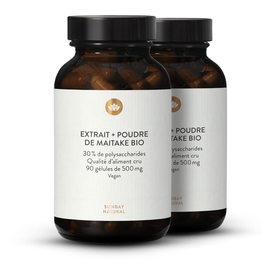 Extrait + poudre de maitake bio en gélules 2 x 90 gélules
