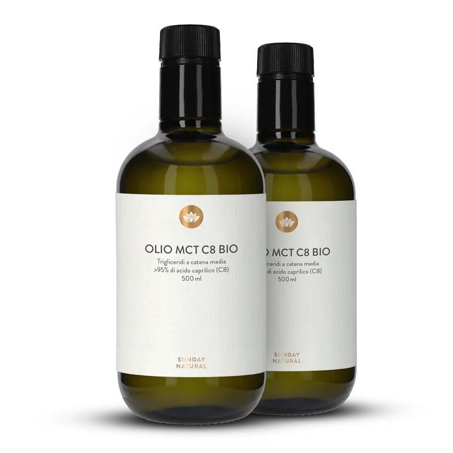 Olio MCT C8 bio >95% Di Acido Caprilico C8 2x500ml