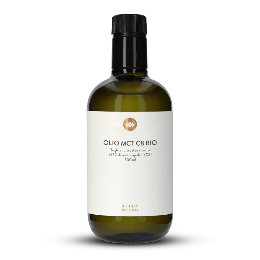 Olio MCT C8 bio >95% Di Acido Caprilico C8 500 ml