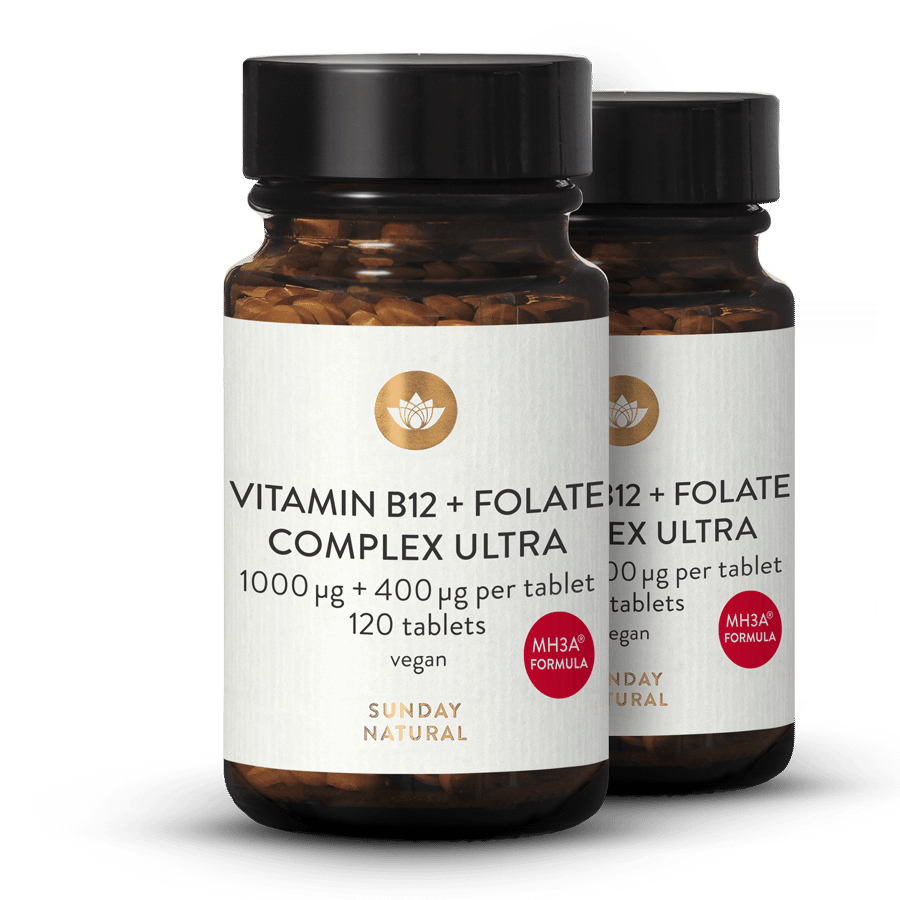 Vitamin B12 Mh3a® + folsyre (folat) 1000 µg + 400 µg 2x120 tabletter
