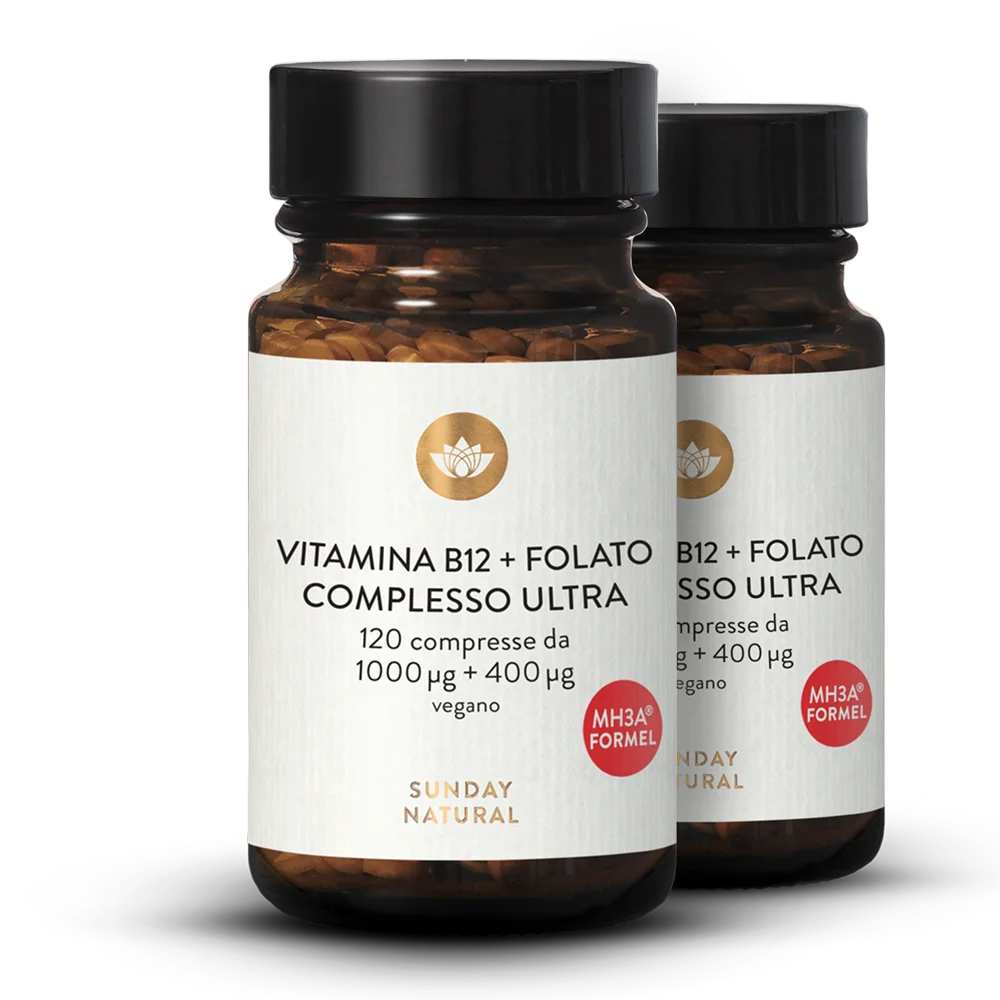 Vitamina B12 Mh3a® + acido folico (folato) 1000µg + 400µg 2 x 120 compresse
