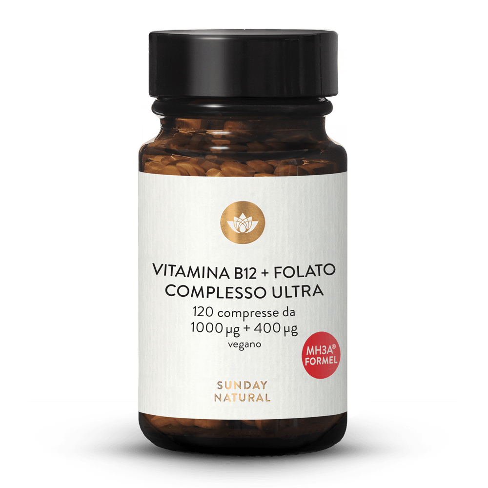 Vitamina B12 Mh3a® + acido folico (folato) 1000µg + 400µg 120 compresse