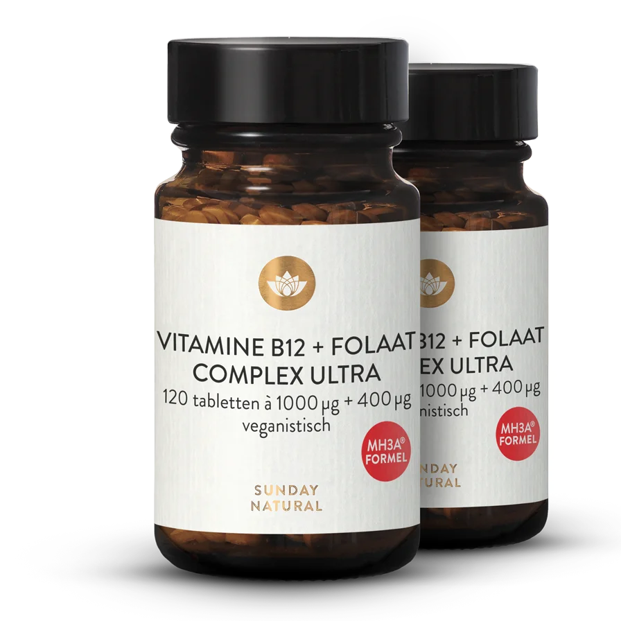 Vitamine B12 + Foliumzuur MH3A® + Folaat Complex 1000 µg + 400 µg 2x120 tabletten
