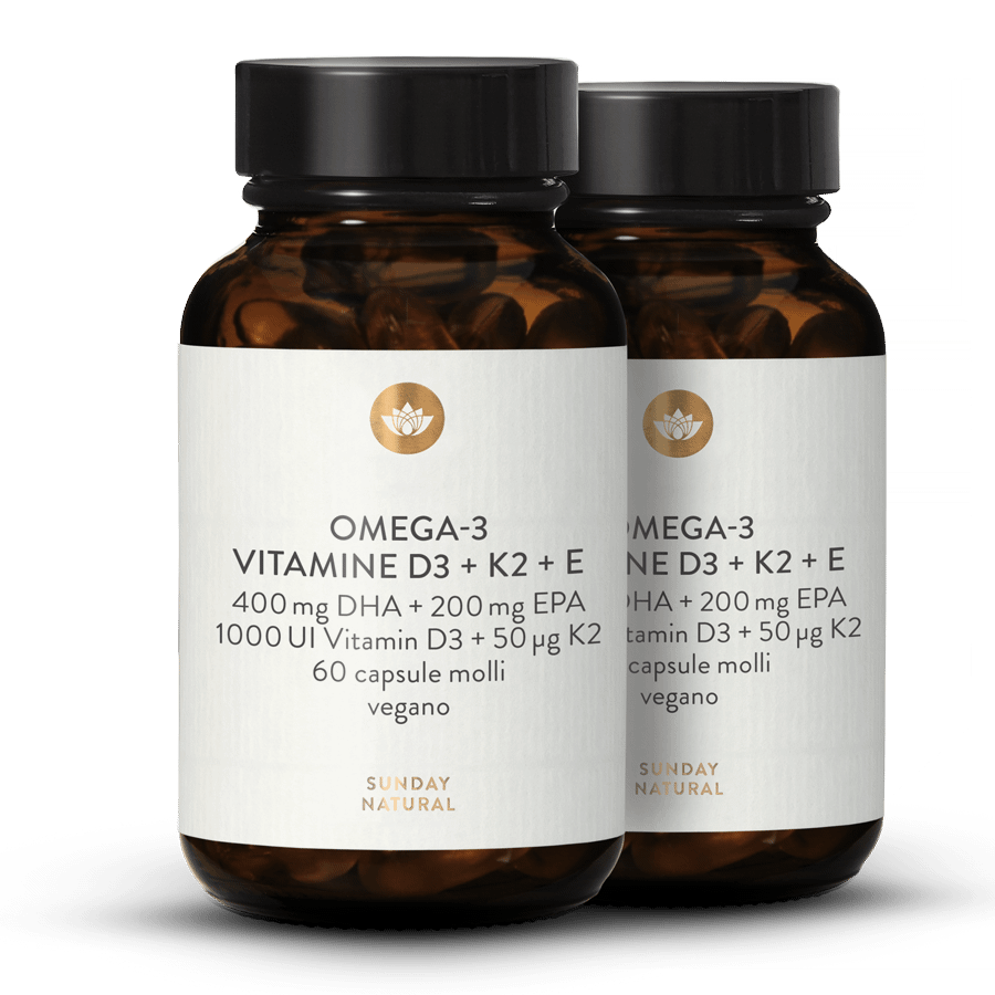Omega-3 più vitamine D3 + K2 + E vegano 2 x 60 capsules