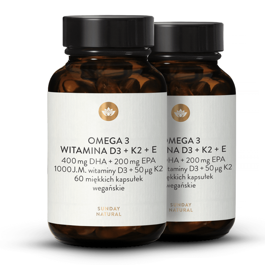 Omega 3 plus witamina D3 + K2+ E wegańskie 2x60 kapsułek