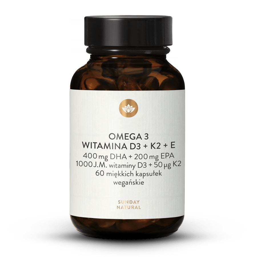Omega 3 plus witamina D3 + K2+ E wegańskie 60 kapsułek