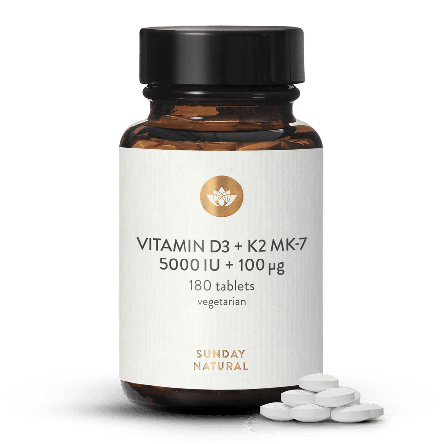 High-Dose Vitamin D3 5000 IU +100µg K2 MK-7 2x180 tablets