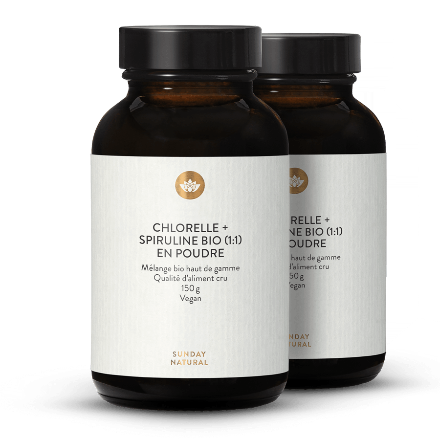 Chlorelle + Spiruline en poudre 2 x 150 g