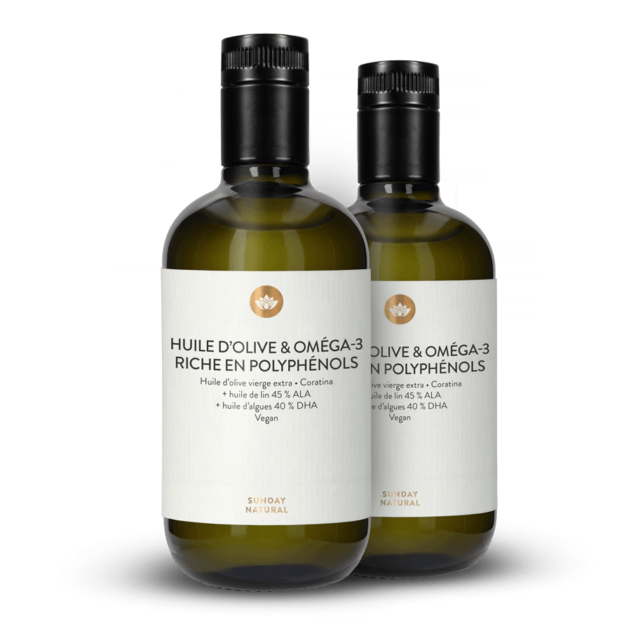 Huile d'olive et d'oméga-3 riche en polyphénols 2x514 ml 