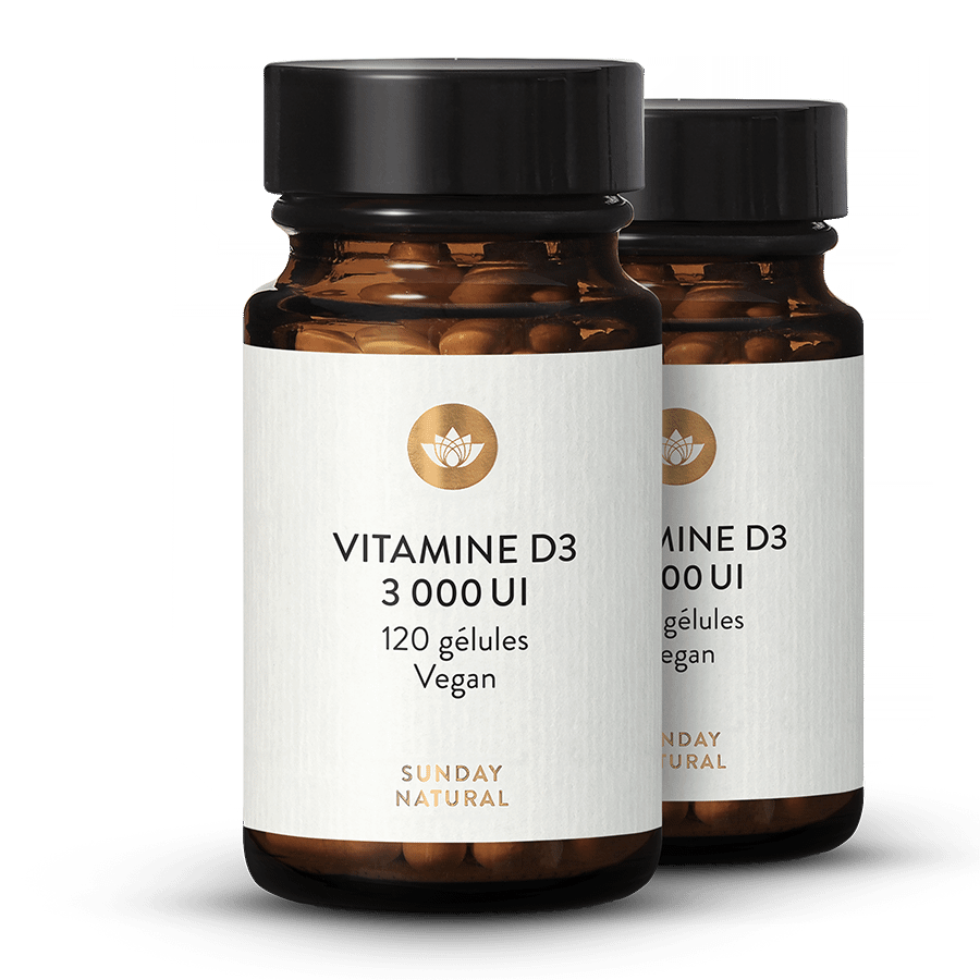 Vitamine D3 3 000 UI Dosage Élevé, Vegan 2 x 120 gélules