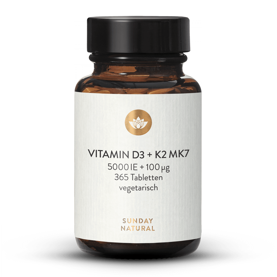Vitamin D3 5.000IE +100µg K2 MK7 Hochdosiert 365 Tabletten