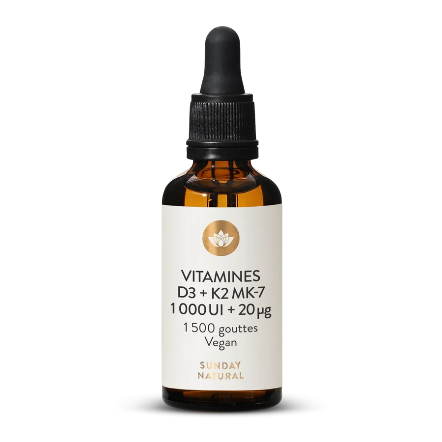 Vitamines D3 + K2 MK7 (1 000 UI + 20 µg) - 1500 gouttes 45 ml