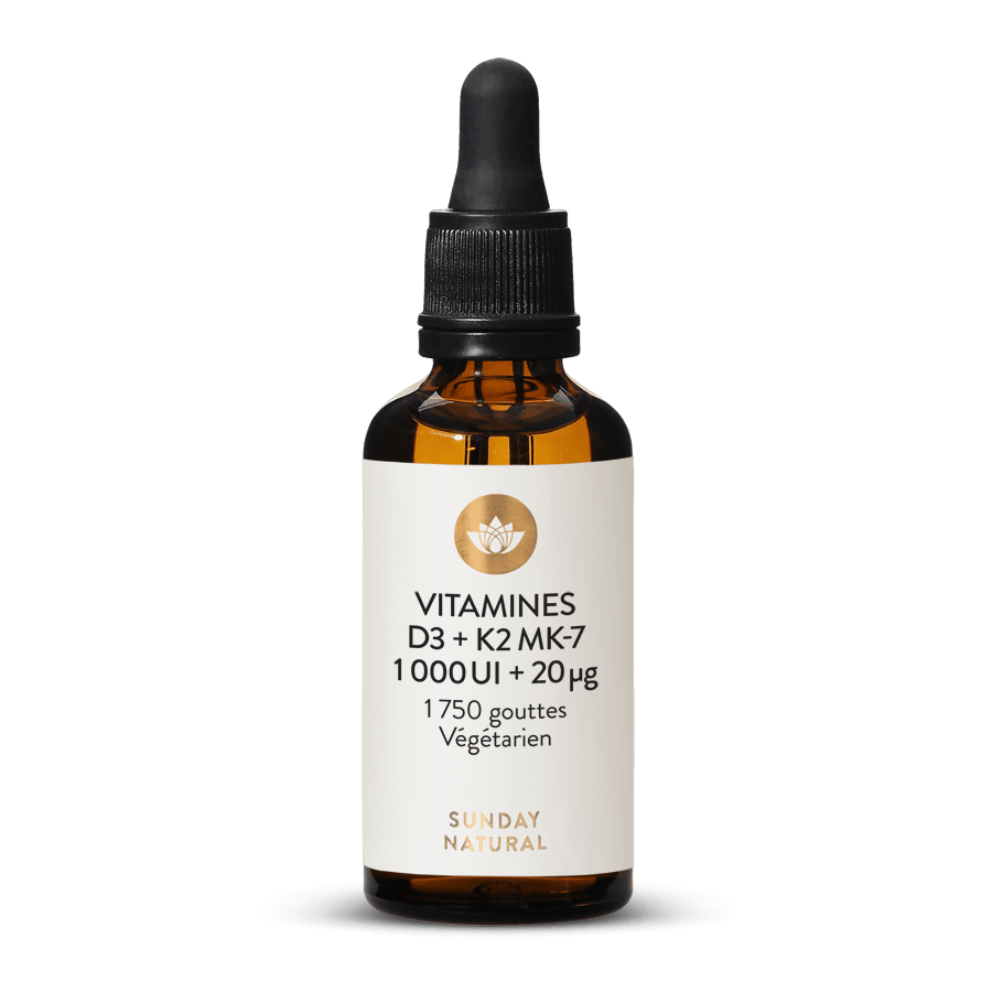Vitamines D3 + K2 MK7 (1000 UI + 200 µg) - Gouttes (XL) 49ml