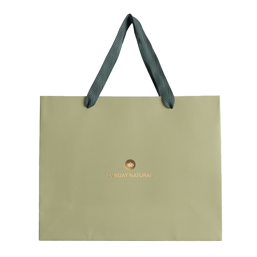 Geschenktüte – Hellgrün mit Goldlogo (50 Stück) 1 pcs