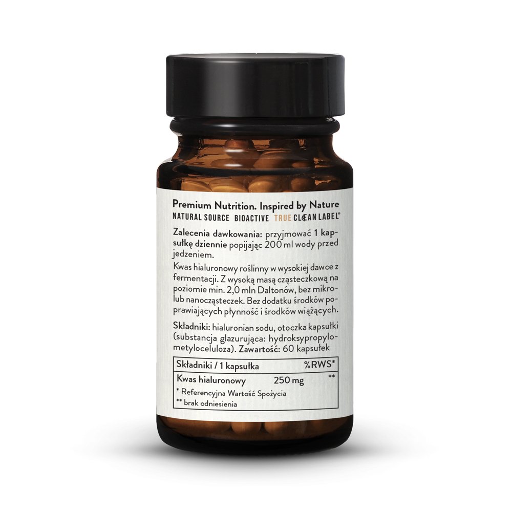Kwas hialuronowy 250mg premium wegaski, z fermentacji