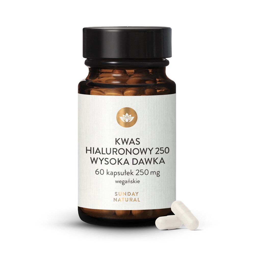 Kwas hialuronowy 250mg premium wegaski, z fermentacji