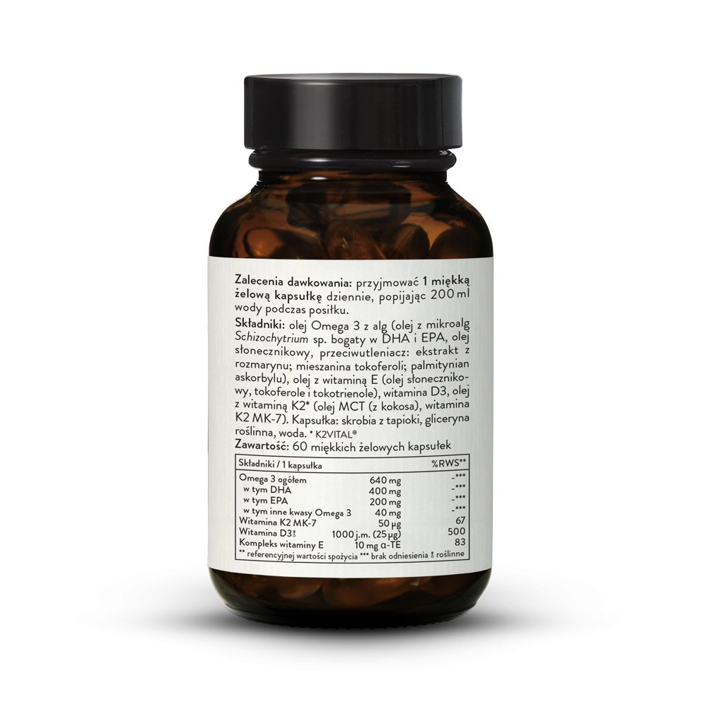 Omega 3 plus witamina D3 + K2+ E wegaskie