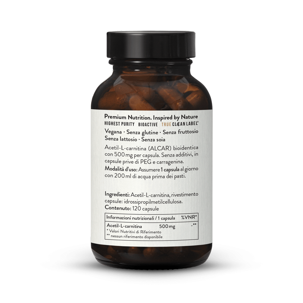 Acetil-L-carnitina 500 mg vegana 120 capsule