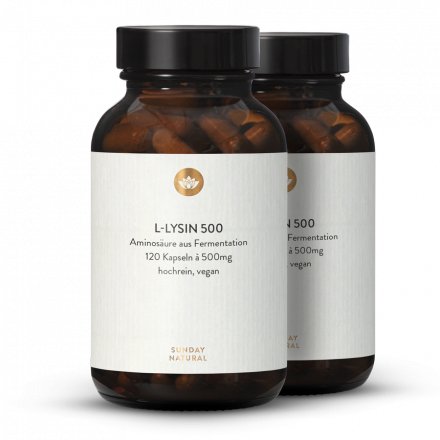 L-Lysine 500 en gélules, issue de la fermentation, vegan