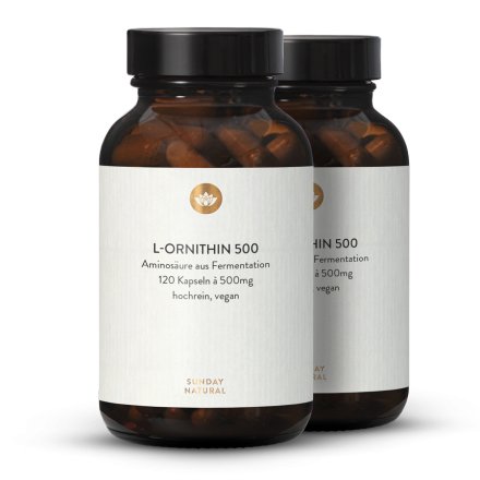Vegan L-Ornithine 500mg Capsules, Produced by Fermentation