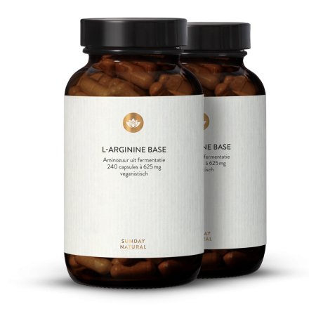 L-Arginine Base capsules uit fermentatie, veganistisch