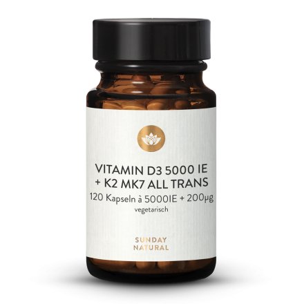 Vitamin D3 + K2 MK7 5.000IE + 200µg Kapseln