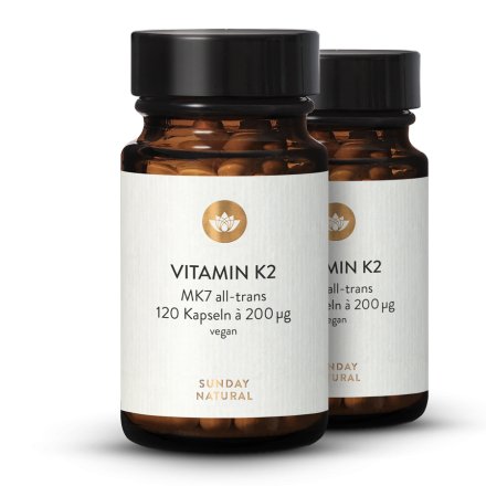Vitamine K2 Mk7 200 µg tout-trans vegan 2 x 120 gélules 