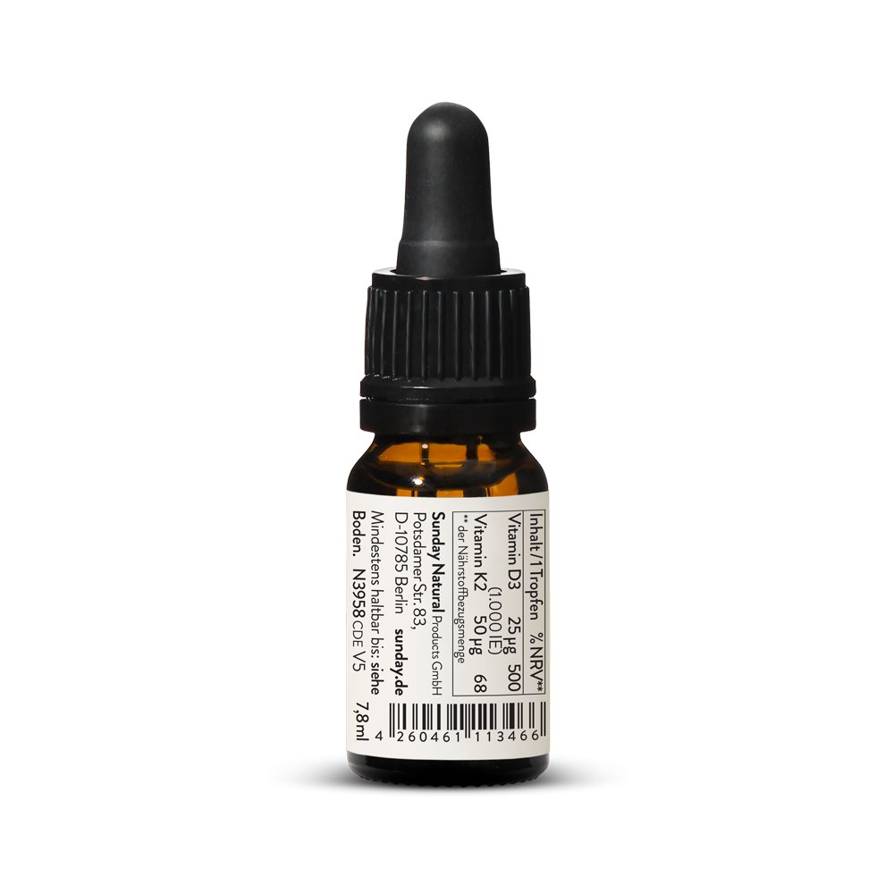 Vitamines D3 + K2 MK7 (1 000 UI + 50 µg) En Gouttes