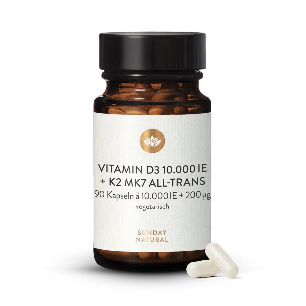 Vitamin D3 + K2 MK7 10.000IE + 200g Kapseln