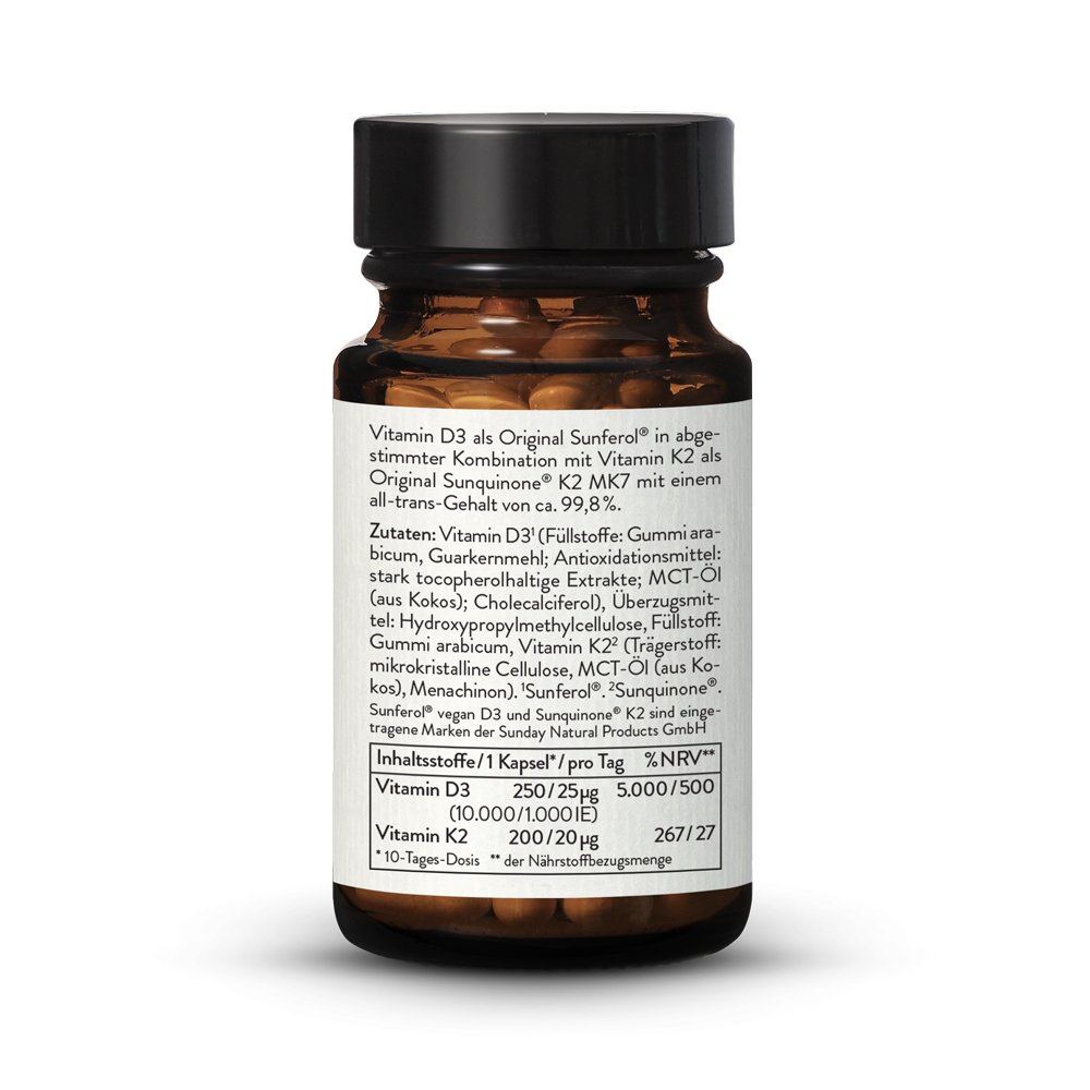 Vitamin D3 + K2 MK7 10.000IE + 200g Kapseln