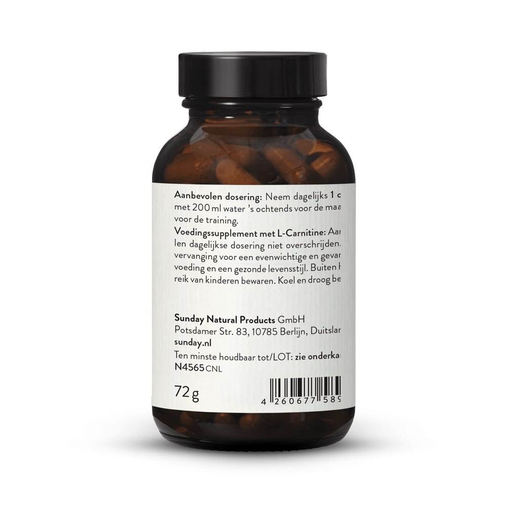 L-carnitine 500 mg 120 capsules carnitine-tartraat veganis