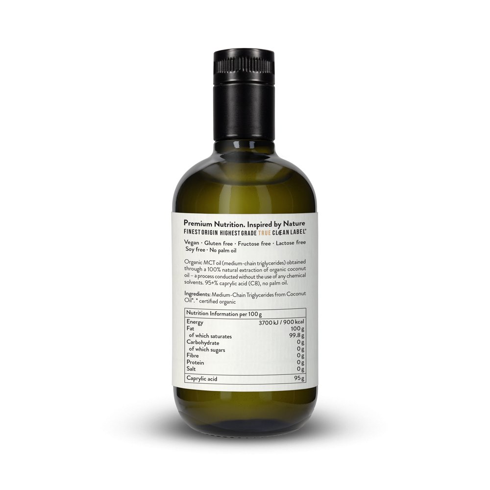 Premium C8 MCT Oil. Pure C2x8 Caprylic Acid from Coconut Oil