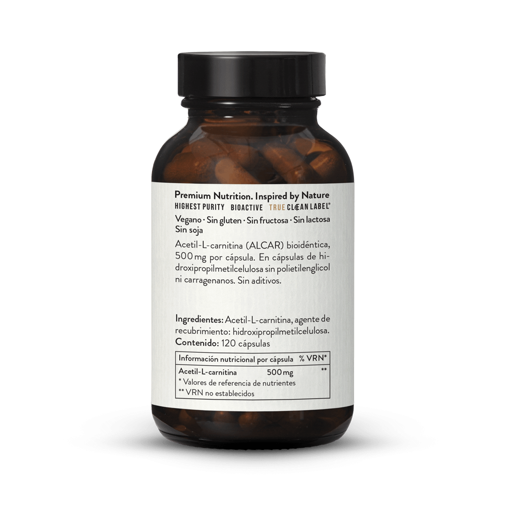 Acetil-L-carnitina 500 mg vegana, 120 cápsulas