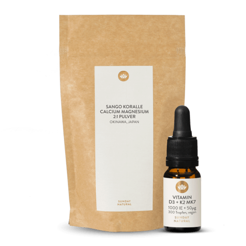 Vitamin D3 + K2 + Sango Koralle 2:1 Calcium Magnesium Set