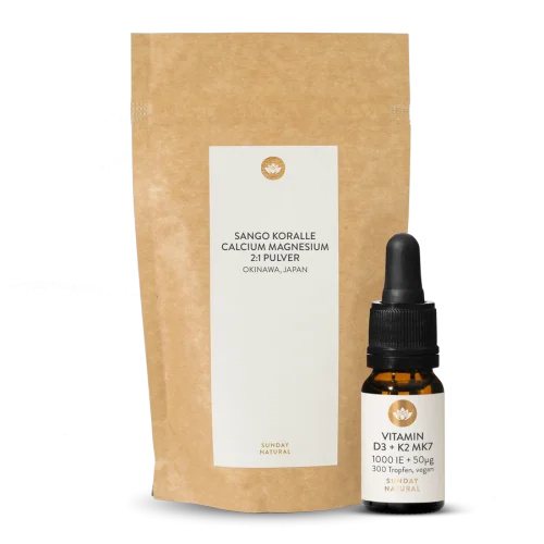 Vitamines D3 + K2 + corail Sango 2:1, calcium et magnsium en coffret