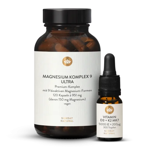 Magnsium 9 Ultra + vitamines D3/K2 MK7 (5000 UI + 200 g)
