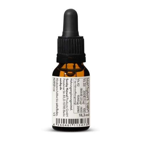 Vitamine D3 + K2 MK7 200 UI + 15 µg en gouttes, vegan