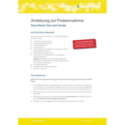 Sure-Basen Urintest Nach Sander