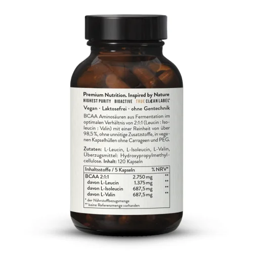 BCAA 2:1:1 Kapseln Aus Fermentation, Vegan